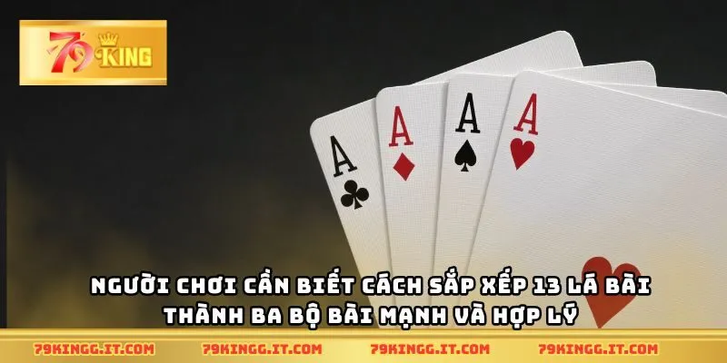 Người chơi cần biết cách sắp xếp 13 lá bài thành ba bộ bài mạnh và hợp lý